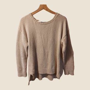 Oversized drop shoulder white sweater